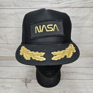 Vintage NASA Patch Snapback Hat Cap Mesh Trucker Scrambled Eggs Mesh Rope Space
